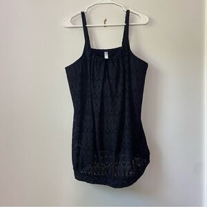 Cacique Swimwear Black Lace Tankini Top Plus Size 22